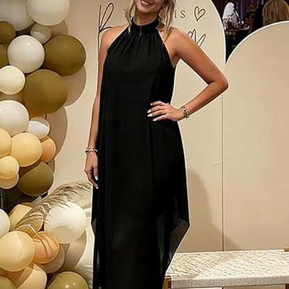 👗 LIMITED-TIME 50% OFF! ✨ Halter Neck Asymmetrical Dress – Flowy, Loose Fit, Modern Hem 💃