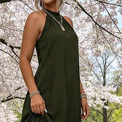 👗 LIMITED-TIME 50% OFF! ✨ Halter Neck Asymmetrical Dress – Flowy, Loose Fit, Modern Hem 💃