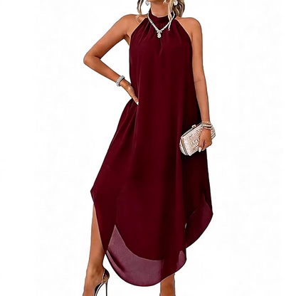 👗 LIMITED-TIME 50% OFF! ✨ Halter Neck Asymmetrical Dress – Flowy, Loose Fit, Modern Hem 💃