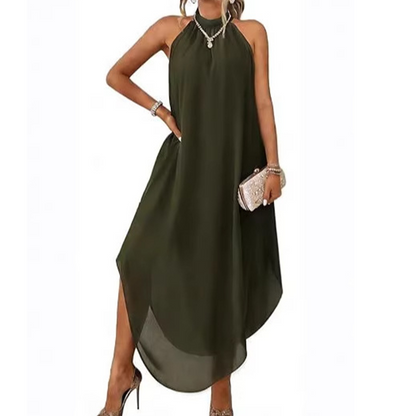 👗 LIMITED-TIME 50% OFF! ✨ Halter Neck Asymmetrical Dress – Flowy, Loose Fit, Modern Hem 💃