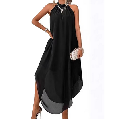 👗 LIMITED-TIME 50% OFF! ✨ Halter Neck Asymmetrical Dress – Flowy, Loose Fit, Modern Hem 💃