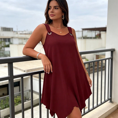 Women's Sleeveless Dress with Asymmetrical Hem