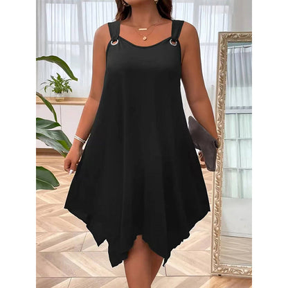 Women's Sleeveless Dress with Asymmetrical Hem