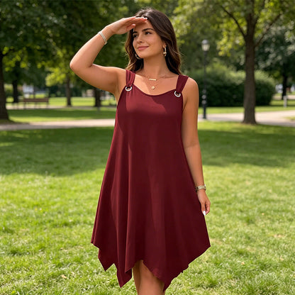 Women's Sleeveless Dress with Asymmetrical Hem