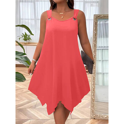 Women's Sleeveless Dress with Asymmetrical Hem