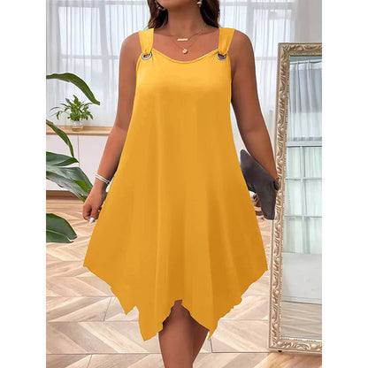 Women's Sleeveless Dress with Asymmetrical Hem