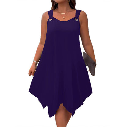Women's Sleeveless Dress with Asymmetrical Hem