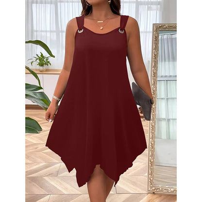 Women's Sleeveless Dress with Asymmetrical Hem