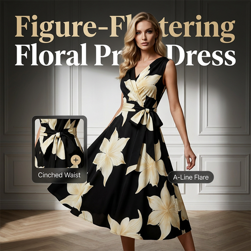 Women's Sleeveless Floral Print Dress