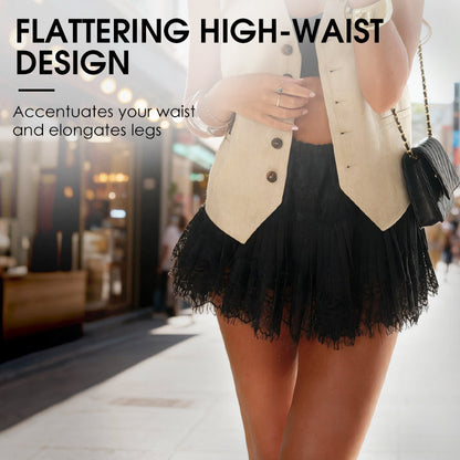 ⏳Time-Limited Special⏰Chic Pleated Lace Trim Mini Skirt