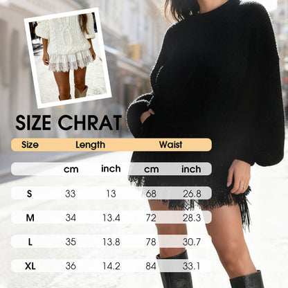 ⏳Time-Limited Special⏰Chic Pleated Lace Trim Mini Skirt