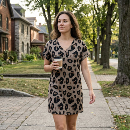 Women's Summer Casual V-Neck T-Shirt Dress