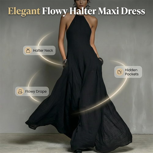 Women's Elegant Sleeveless Halter Maxi Dress