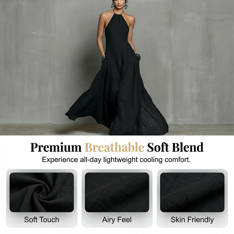 Women's Elegant Sleeveless Halter Maxi Dress