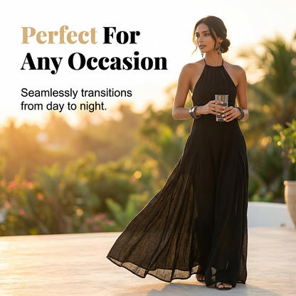 Women's Elegant Sleeveless Halter Maxi Dress