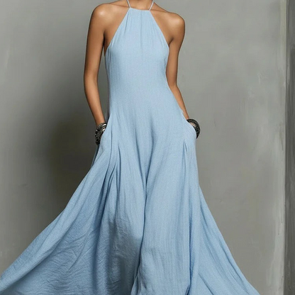 Women's Elegant Sleeveless Halter Maxi Dress