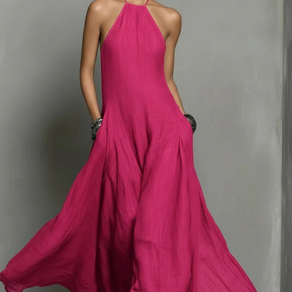 Women's Elegant Sleeveless Halter Maxi Dress
