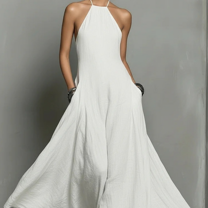 Women's Elegant Sleeveless Halter Maxi Dress