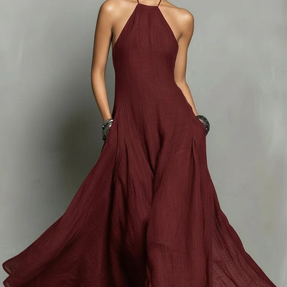 Women's Elegant Sleeveless Halter Maxi Dress