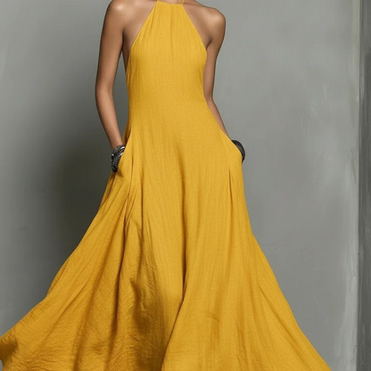 Women's Elegant Sleeveless Halter Maxi Dress