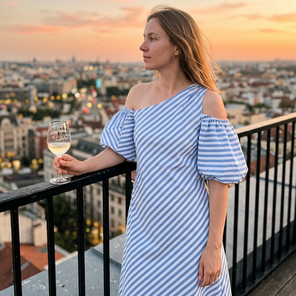 👗 LIMITED-TIME 50% OFF! ✨ Women's Striped Off Shoulder Dress – Elegant, Flowy, Summer Chic 🌊