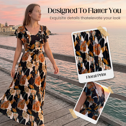 👗 LIMITED-TIME 50% OFF! ✨ Women's Retro Floral Pleated Maxi Dress – Flowy, Elegant, Boho Chic 🌸