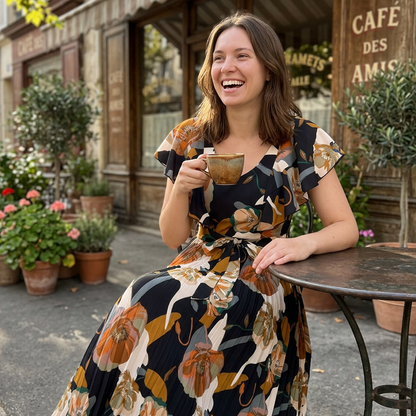 👗 LIMITED-TIME 50% OFF! ✨ Women's Retro Floral Pleated Maxi Dress – Flowy, Elegant, Boho Chic 🌸