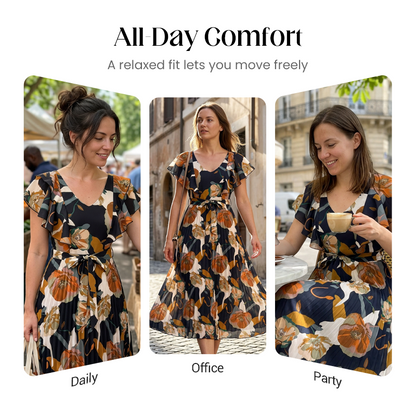 👗 LIMITED-TIME 50% OFF! ✨ Women's Retro Floral Pleated Maxi Dress – Flowy, Elegant, Boho Chic 🌸