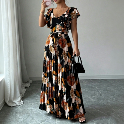 👗 LIMITED-TIME 50% OFF! ✨ Women's Retro Floral Pleated Maxi Dress – Flowy, Elegant, Boho Chic 🌸