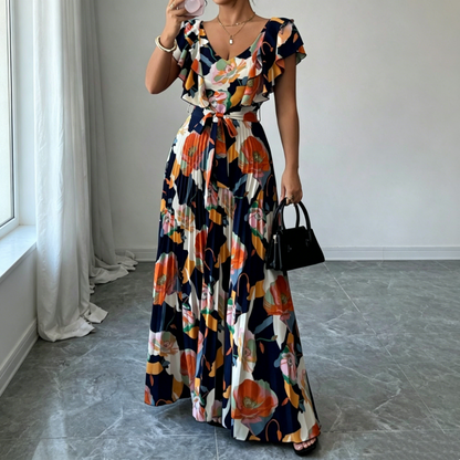 👗 LIMITED-TIME 50% OFF! ✨ Women's Retro Floral Pleated Maxi Dress – Flowy, Elegant, Boho Chic 🌸