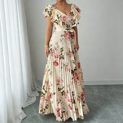 👗 LIMITED-TIME 50% OFF! ✨ Women's Retro Floral Pleated Maxi Dress – Flowy, Elegant, Boho Chic 🌸