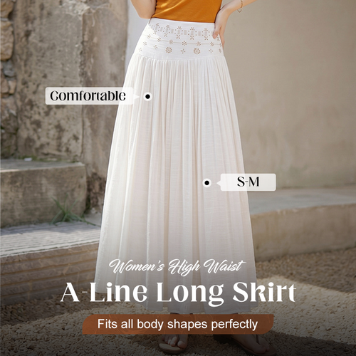 Women's High Waist A-Line Long Skirt