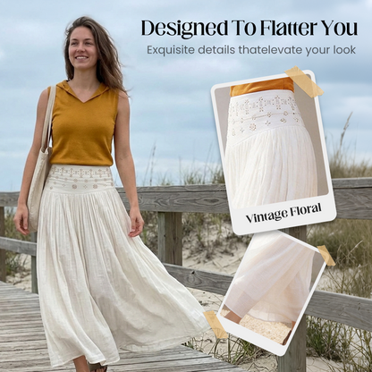 Women's High Waist A-Line Long Skirt