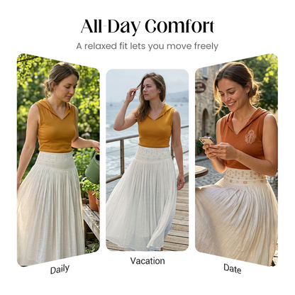 Women's High Waist A-Line Long Skirt