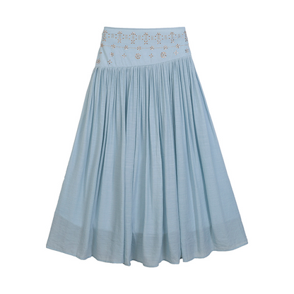 Women's High Waist A-Line Long Skirt