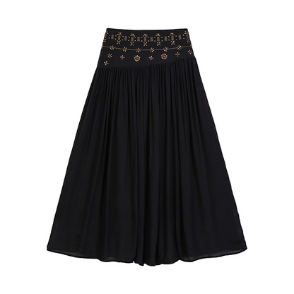Women's High Waist A-Line Long Skirt
