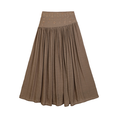 Women's High Waist A-Line Long Skirt