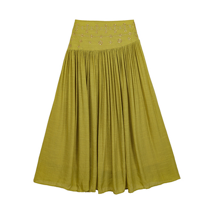 Women's High Waist A-Line Long Skirt