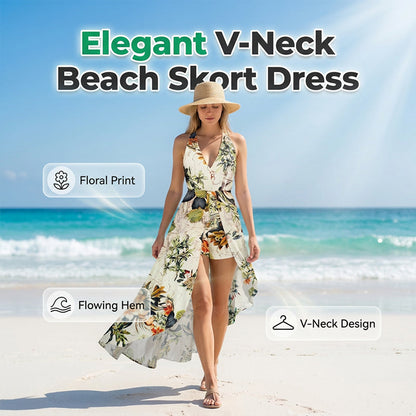 Elegant V-Neck Beach Skort Dress