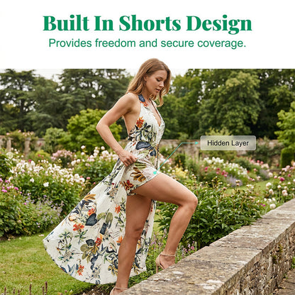 Elegant V-Neck Beach Skort Dress