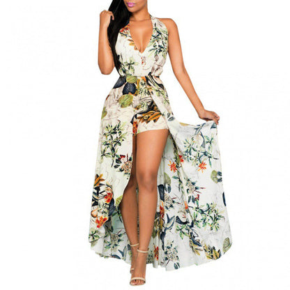 Elegant V-Neck Beach Skort Dress