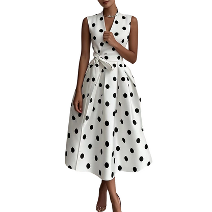 📢📢50% OFF !! ⏰Women's Polka Dot Sleeveless V-Neck Dress