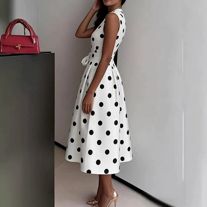 📢📢50% OFF !! ⏰Women's Polka Dot Sleeveless V-Neck Dress