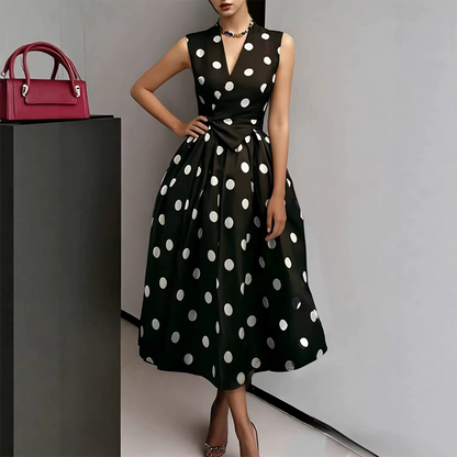 📢📢50% OFF !! ⏰Women's Polka Dot Sleeveless V-Neck Dress