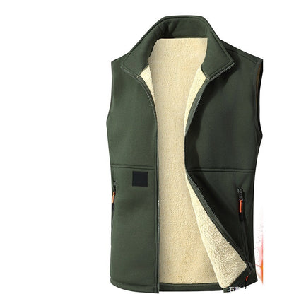 Men's Fleece-Lined Padded Zipper Vest — Warm Sleeveless Gilet for Fall & Winter