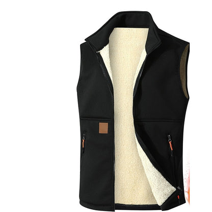 Men's Fleece-Lined Padded Zipper Vest — Warm Sleeveless Gilet for Fall & Winter