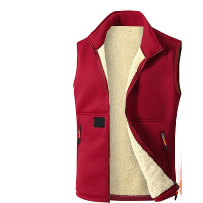 Men's Fleece-Lined Padded Zipper Vest — Warm Sleeveless Gilet for Fall & Winter