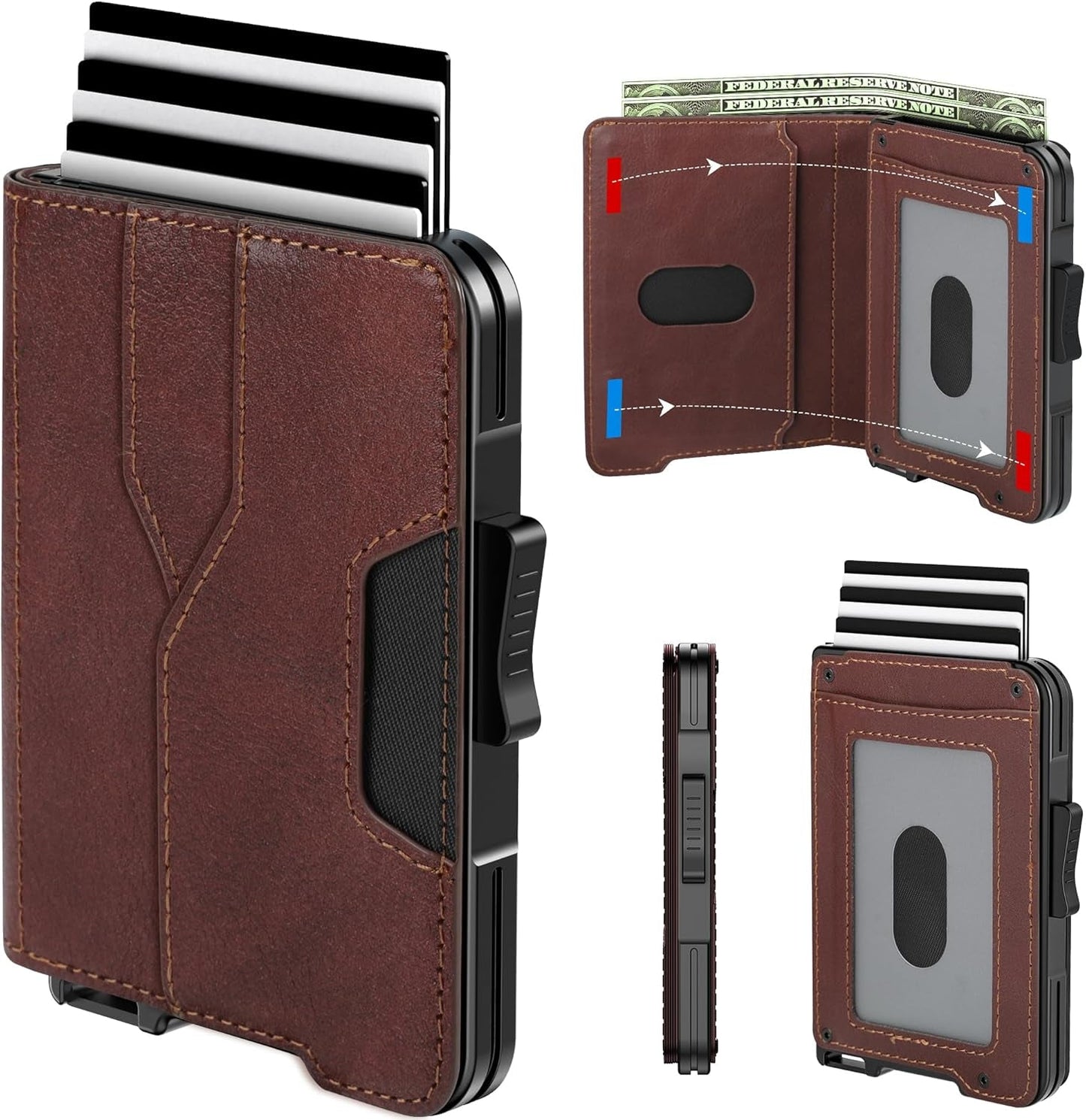 Slim RFID Wallet for Men | Minimalist Pop-Up Card Holder with Cash Slot