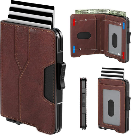 Slim RFID Wallet for Men | Minimalist Pop-Up Card Holder with Cash Slot