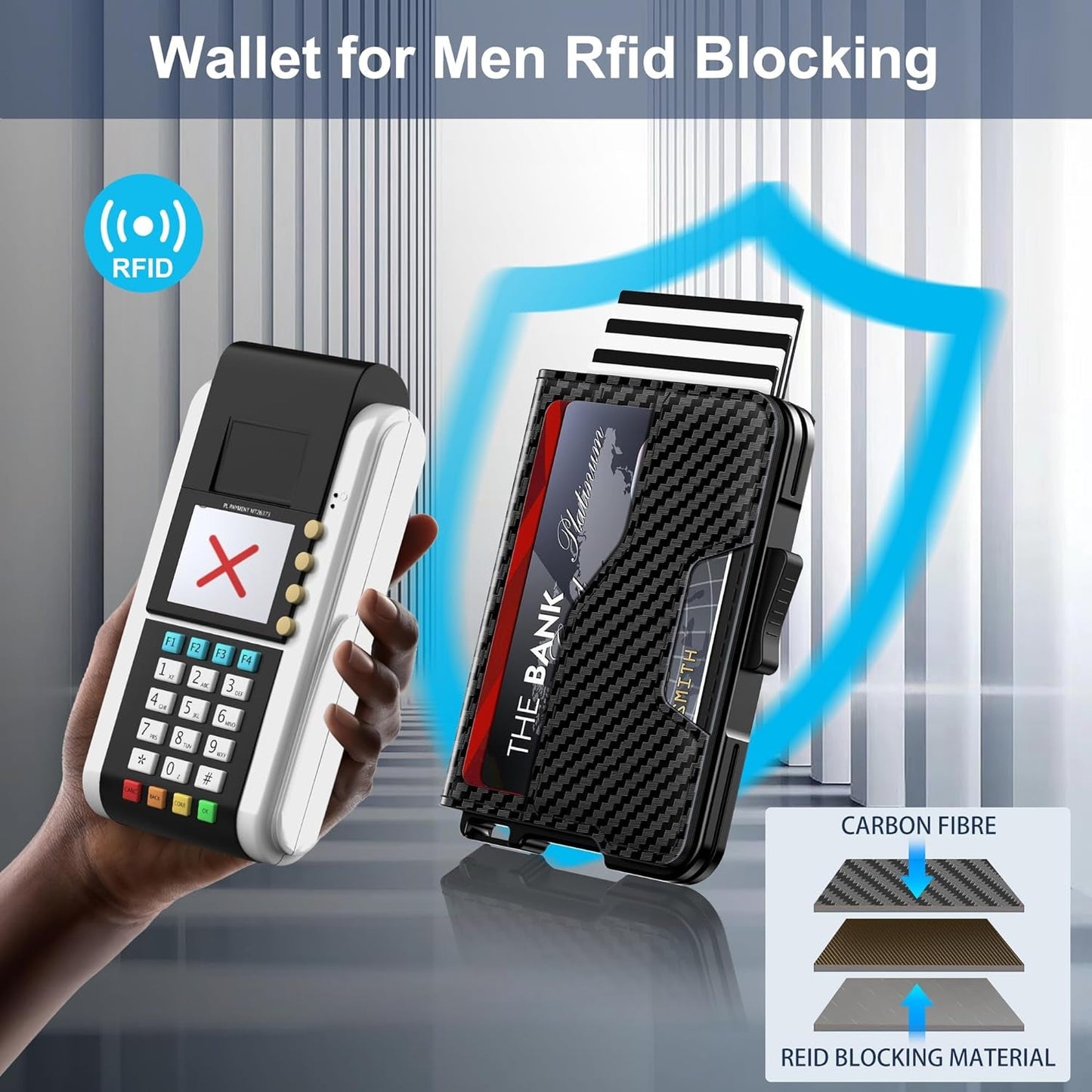 Slim RFID Wallet for Men | Minimalist Pop-Up Card Holder with Cash Slot
